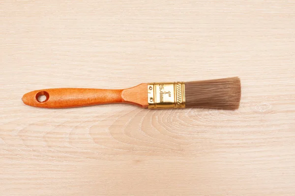 Brush Coating Wood Close Stock Photo Construction Brush — Stock Photo, Image