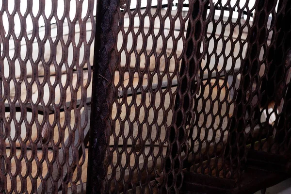 Old Rusty Stairs Enterprise Dangerous Steps Made Metal Mesh Stock — 스톡 사진