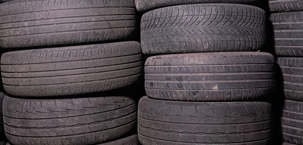 Lot Used Out Car Tires Tire Fitting Stock Photo Many — Stock Photo, Image