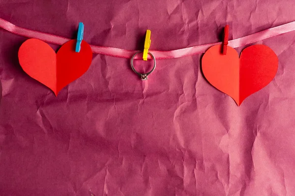 Concepto Amor San Valentín Anillos Regalo Amado — Foto de Stock