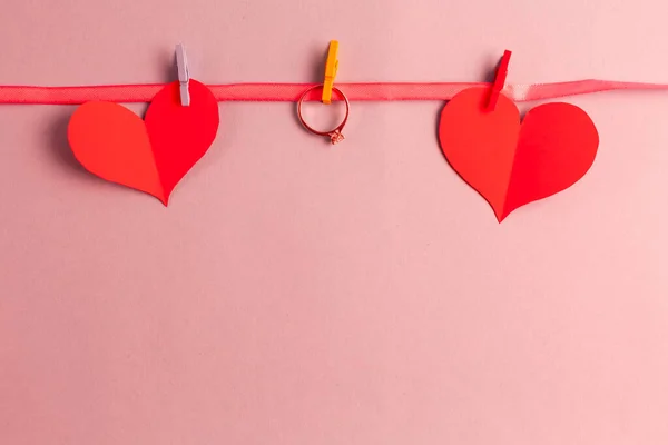 Concepto Amor San Valentín Anillos Regalo Amado — Foto de Stock