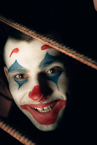 Portrait Gros Plan Plaisantin Stock Photo Maquillage Joker Dans Une — Photo