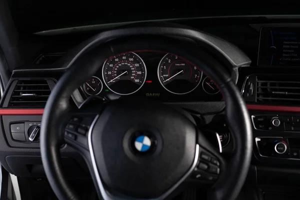 Zaporizhia Ukraine Mars 2020 Intérieur Noir Bmw 328I — Photo