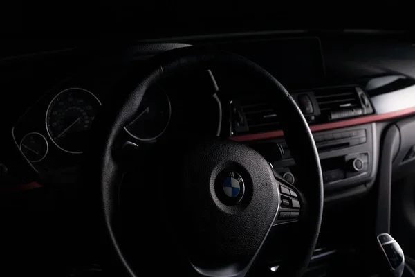 Zaporizhia Ukraine Mars 2020 Intérieur Noir Bmw 328I — Photo