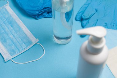 Tıbbi sağlık koruması. COVID-19 salgını. Koronavirüs salgınında hijyen kuralları geçerlidir. Arkaplan kavramı.