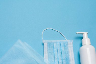 Tıbbi sağlık koruması. COVID-19 salgını. Koronavirüs salgınında hijyen kuralları geçerlidir. Konsept için arkaplan boş.