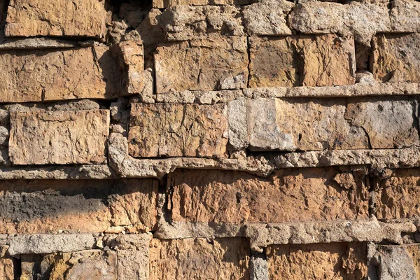Texture Vieux Mur Briques Proximité Brique Rouge Est Effondrée Fond — Photo