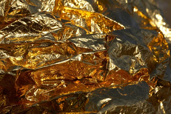 Texture Thin Crumpled Sheet Foil Crumpled Foil Background Stock Photo — Stock Photo, Image