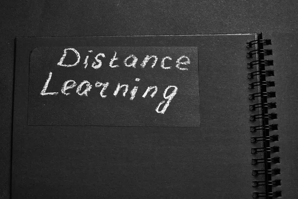 Imparare Distanza Titolo Carta Nera — Foto Stock