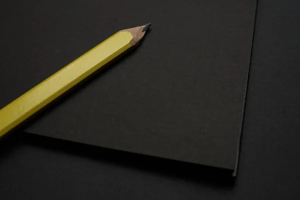 Κενό Μαύρο Σημειωματάριο Μαύρο Τραπέζι Μακιγιαρισμένη Φωτογραφία Κενό Μαύρο Πρότυπο — Φωτογραφία Αρχείου