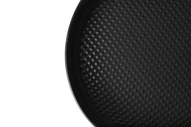 Yuvarlak metal pişirme kabı, izole. Çıkarılabilir tamponları olan pişirme biçimi.