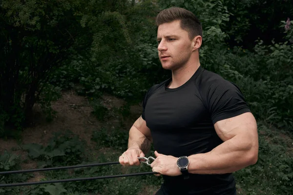 Atletisch Aantrekkelijke Man Buiten Aan Het Trainen Het Concept Van — Stockfoto