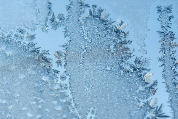 Морозний візерунок вікно мороз сніжинки — стокове фото