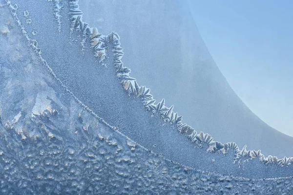 Escarcha patrón ventana hoarfrost copos de nieve — Foto de Stock