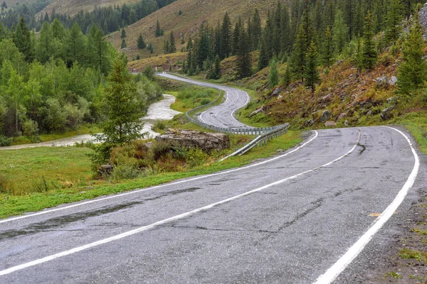 dağlar yol ıslak orman bulutlu