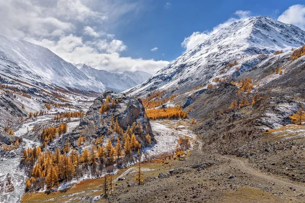 山雪路河树秋 — 图库照片