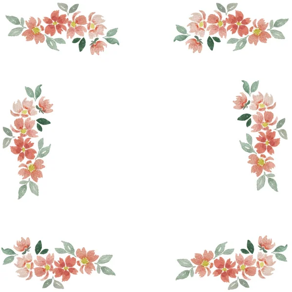 水彩花框架 桔花装饰 白色隔离 — 图库照片