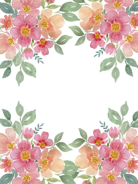 수채화 꽃다발이 카드를 꽃무늬 공간을 초대장 — 스톡 사진