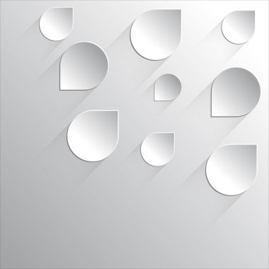 damla içeren beyaz ve gümüş soyut arkaplan, 3D efektli vektör illüstrasyonu