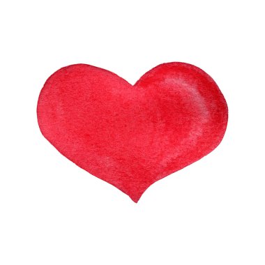 suluboya kırmızı kalp beyaz arka planda izole edilmiş, sevgililer günü kalbi ve aşk sembolü
