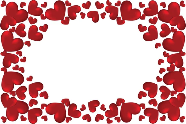 Valentijnsdag Grens Met Rode Harten Harten Frame Decoratie Met Kopieerruimte — Stockfoto