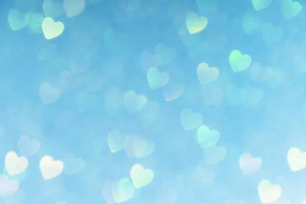 Blauer Valentinstag Hintergrund Mit Herzen Bokeh Liebe Konzept Tapete — Stockfoto