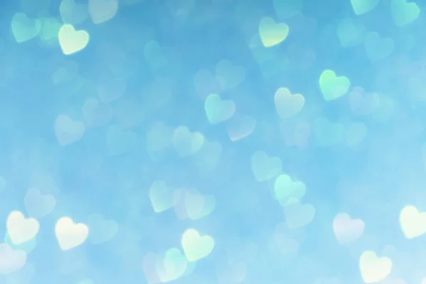 Fondo Día San Valentín Azul Con Corazones Bokeh Fondo Pantalla — Foto de Stock