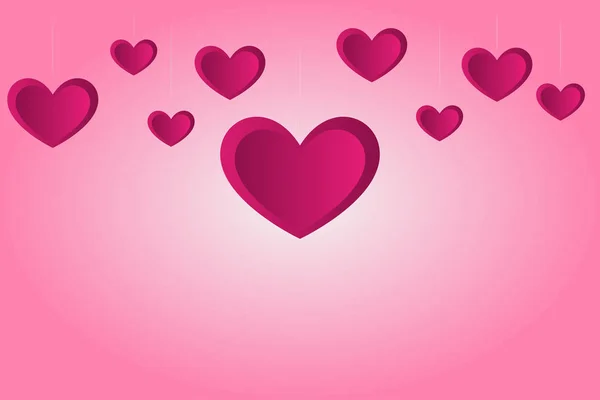 Valentijnsdag Achtergrond Met Roze Harten Valentijnskaarten Banner Met Kopieerruimte Voor — Stockvector