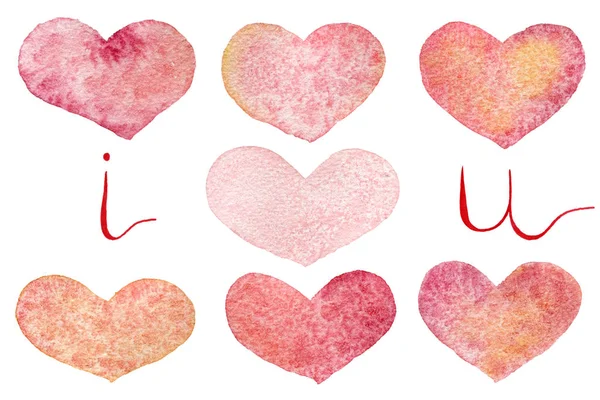 Love You Background Watercolor Hearts Valentines Day Background Mother Day — 스톡 사진