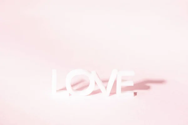 Valentijnsdag Achtergrond Met Liefde Woord Roze Pastel Roze Achtergrond Voor — Stockfoto