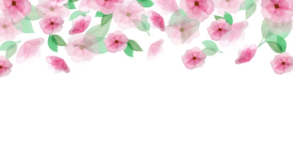 Anya Nap Háttér Akvarell Rózsaszín Virágok Banner Design Virágok Alá — Stock Fotó