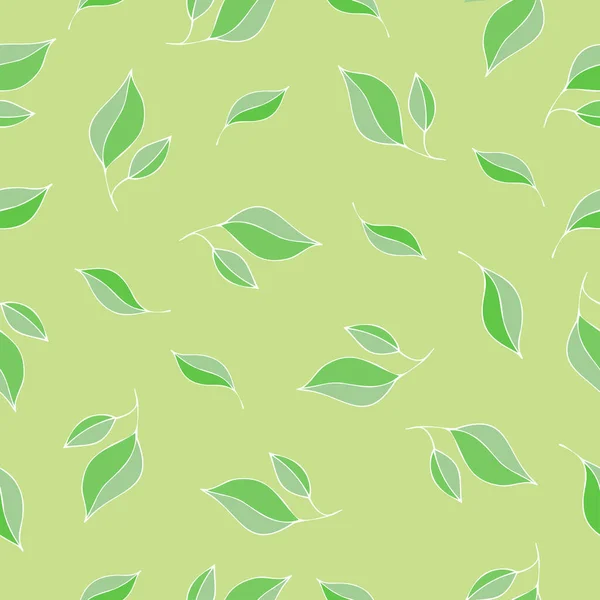 Green Leaves Vector Seamless Pattern Decoration Spring Summer Wallpaper Backgrounds — Stock Vector