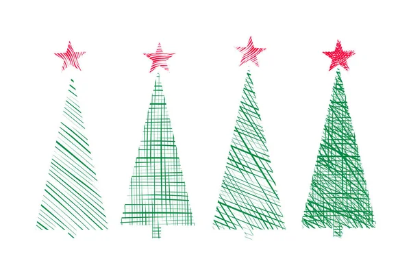 Abstrato Árvore Natal Conjunto Árvore Natal Vetorial Elemento Design Árvore —  Vetores de Stock