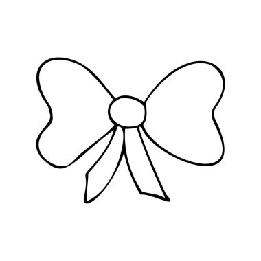 Sevimli ve basit el çizimi yay, çıkartmalar için dekoratif vektör simgesi, tebrik kartları veya posterler, basit karalama tasarımı