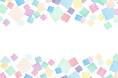 Kareli soyut geometrik arkaplan, renkli kareli suluboya çerçeve ve kopyalama alanı, pastel renkli kareli kart tasarımı, yıldönümü için kart şablonu tasarımı, parti