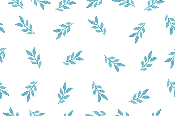 simple hand painted teal leaves seamless background, botanic watercolor decoration for backgrounds, card, fabric, wrapping or invitation