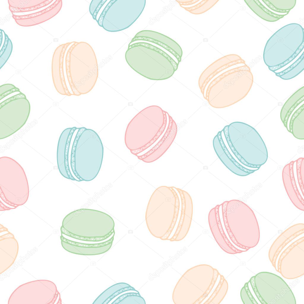 vector cartoon seamless pattern with macaroons in pastel colors, cute and simple pattern for fabric, backgrounds, wrapping projects, colorful pattern design