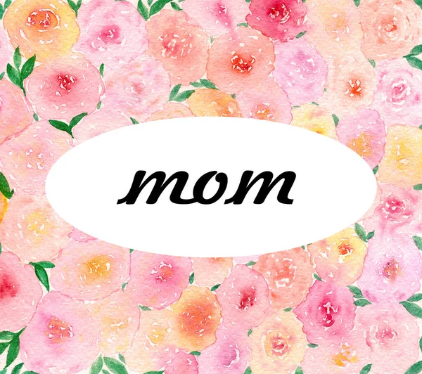 Tarjeta Del Día Feliz Las Madres Con Flores Fondo Del — Foto de Stock