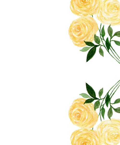 Bouquet Yellow Roses Bloom Copy Space Romantic Floral Illustration Mothers — Stock Photo, Image