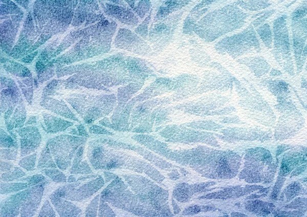 Effetto Subacqueo Astratto Sfondo Blu Acquerello Illustrazione Con Ghiaccio Acqua — Foto Stock