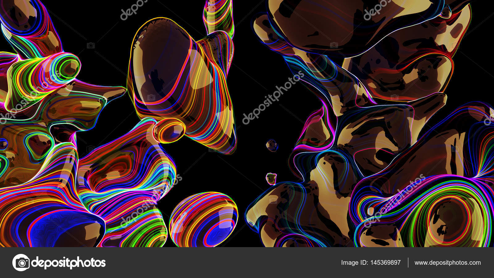 Burbujas de neón abstractas, lámpara de lava sobre fondo negro . — Foto de  stock #145369897 © maximsamos, image size:1600x900