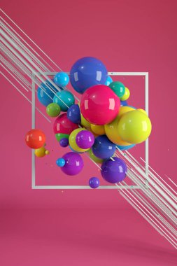 Dekoratif renkli topları. Soyut resim. 3D render