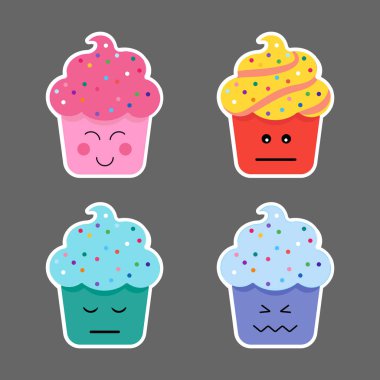 Cupcake emojis simgeler kümesi.