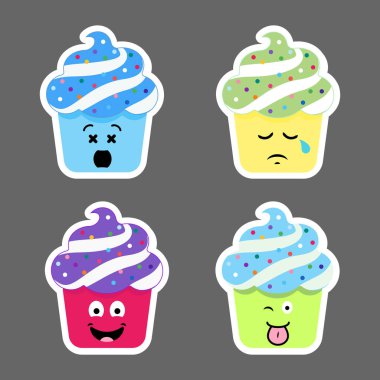 Cupcake emojis simgeler kümesi