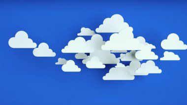 mavi zemin üzerine beyaz kağıt bulutlar