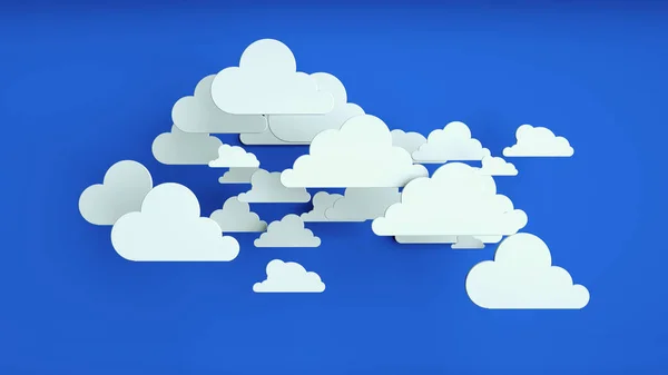 White paper clouds over blue background — Stock Photo, Image