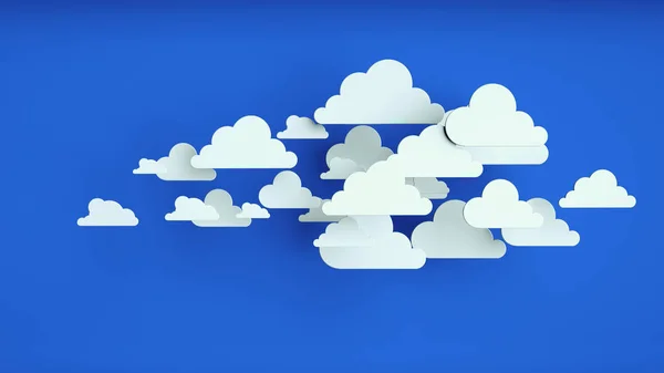 White paper clouds over blue background — Stock Photo, Image