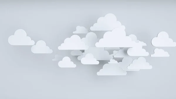 Weiße Papierwolken über blauem Hintergrund — Stockfoto