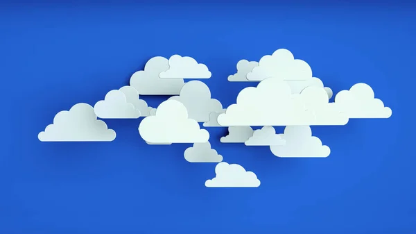 Белые бумажные облака на голубом фоне — стоковое фото