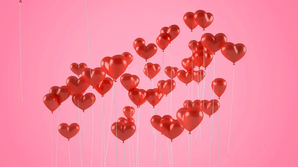Ballons in Herzform fliegen. — Stockfoto